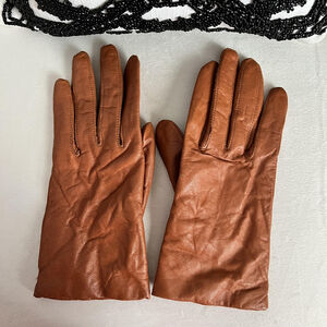 Cara By‎ Gates Gloves Womens Medium Brown Genuine Leather Knit Lined Winter